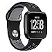 Amawell Fitbit Versa Bands for Women Men,Sport Soft Silicone Replacement Breathable Strap Bands for New Fitbit Versa Smart Fitness Watch (Black&Gray, 5.5
