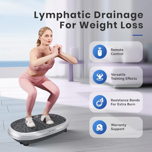 EILISON FitMax 3D XL Vibration Plate Exercise Machine - Whole Body Workout Vibration Platform w/Loop Bands - Lymphatic Drainage Machine for Weight Loss, Shaping, Wellness, Recovery