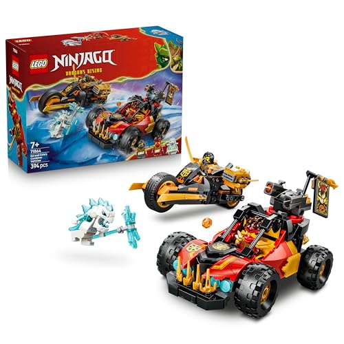Ninjago Vehículos Combinables de Kai y Cole – Coche y Moto de Juguete, 3 Minifiguras Inc. Kai y Cole con Armas Ninja – Regalo de Cumpleaños para Niños de 7+ Años y Fans – 71864