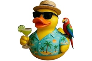 IEOYX Tropical Music Tribute Duck, Memorial Resin Ducks for Car, Home & Beach Décor, Tropical Memorial Duck Collectible Gift for Jimmy Buffett Fans & Parrot Lovers Rainforest Duck Table Decoration (1Pc)