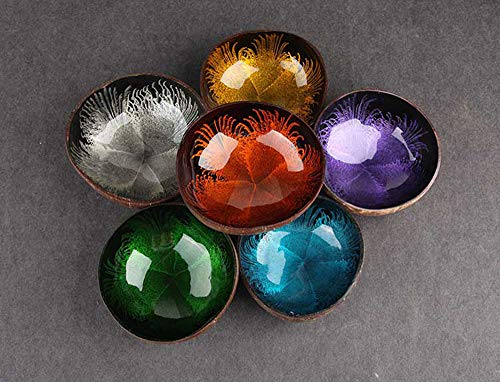 Emousport Coconut Shell Key, Candy Bowl Table Key Storage Section Coconut Bowl Ink Creative Ornament Creative Storage Bowl (Blue)