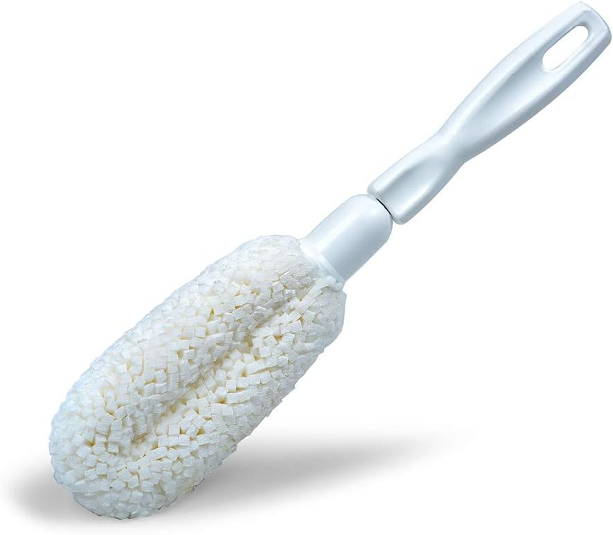 FryOilSaver, B61C, Flute and Stemware Wine Glass Cleaning Brush, Non Scratch Foam Bristle Brush