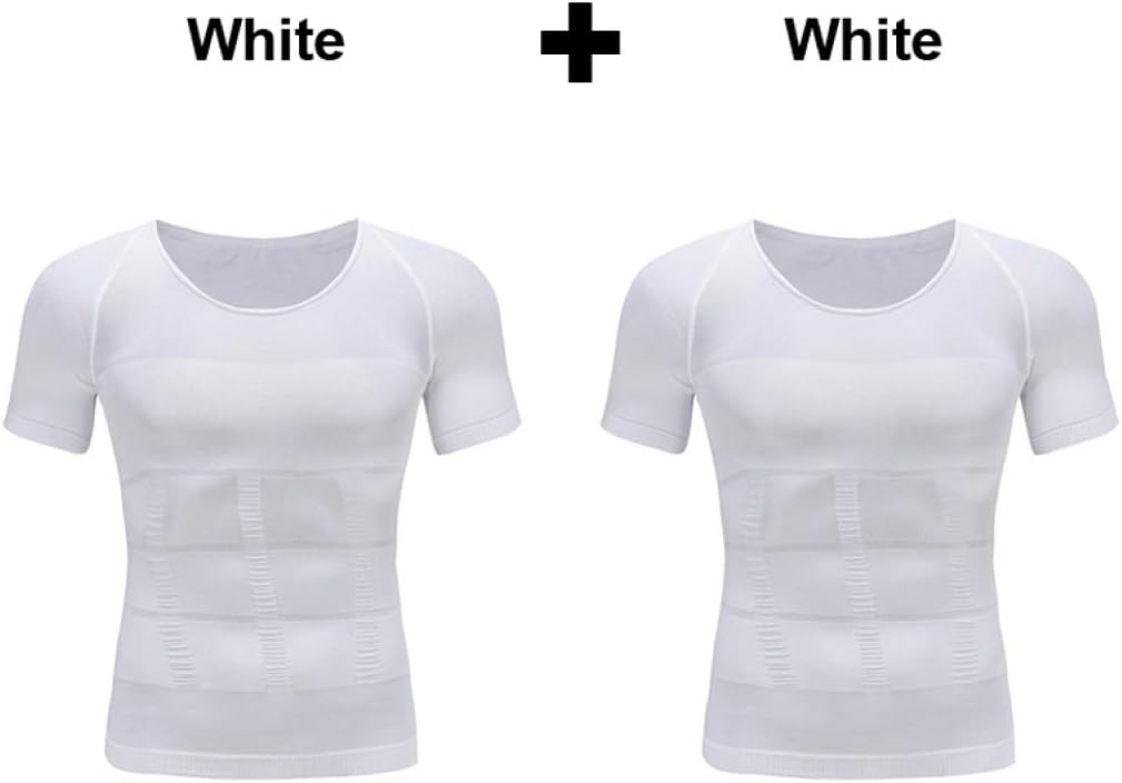 Owen Moll Mens Slimming Body Shapers Belly Control Waist Trainer Comfortable Short Sleeve Workout T-Shirt