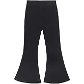 Noomelfish Girls Ribbed Flared Pants Cotton Ruffle Leggings Bell Bottoms (4-12 Years)
