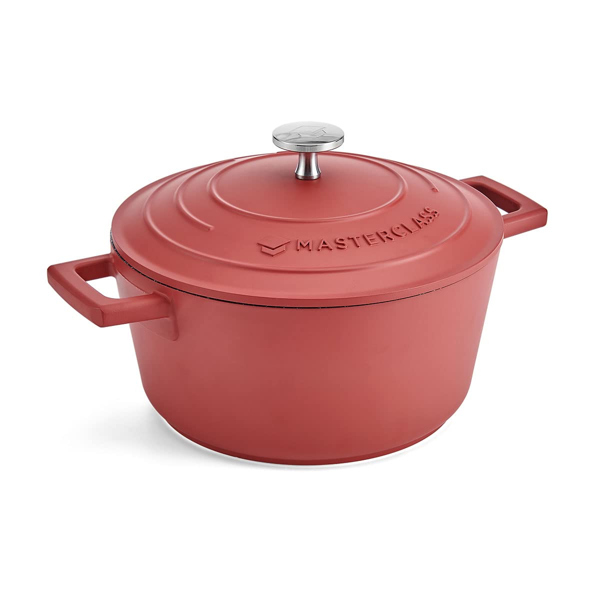 MasterClass Small Casserole Dish with Lid 2.5L/20 cm, Lightweight Cast Aluminium, Induction Hob and Oven Safe, Red