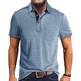 Men's Fashion Polo Shirts Short Sleeve Casual Cotton Golf Shirts Moisture Wicking Polo Shirt with Pocket