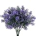 NAHUAA 4Pcs Artificial Plastic Plants for Outdoor Purple Fake Greenery Shrubs Bushes Table Centerpieces Arrangements for Home Kitchen Office Windowsill Garden Decorations Spray
