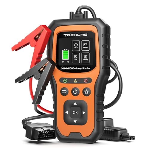 TREKURE 7000 A Jump Starter Power Bank Car with Battery Tester & OBD2 Diagnostic Device - 12 V Car Jump Starter for Petrol & Diesel up to 10.0 L, LED Light, Emergency Tool for Cars