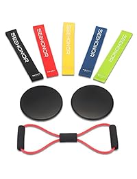 SEEHONOR Resistance Bands Set, Upgraded Workout Bands Include 5 Stackable Exercise Bands with Handles, Legs Ankle Straps, Door Anchor and Carry Bag for Resistance Training