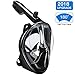 SHINE HAI 2018 Upgraded 180 Degree Full Face Snorkel Mask for Adults/Kids, Camera Mount with Adjustable Head Straps Design, Black, Size Large and Medium Both Fit
