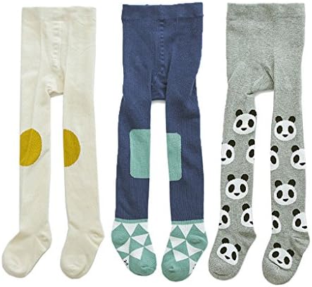 Baby Girls Tights 3-Pack Cotton Legging Pants Infant Toddler Kids 2T-3T #1 Blue Geometry