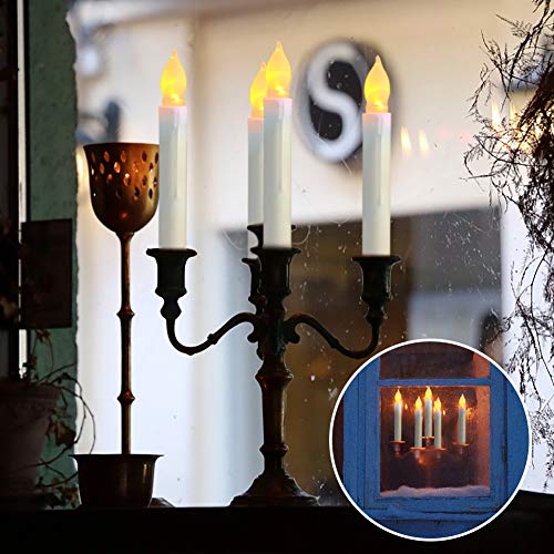 Raycare 12 PCS Battery Operated LED Taper Candles and 24 PCS Batteries