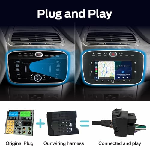 Fiat Punto (2010-2016) Linea(2012-2015) Linux Car Radio with CarPlay Wireless and Android Auto, 2 Seconds Start, Physical Control by Knob, OEM Level Audio, Plug & Play Installation