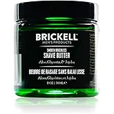 Brickell Men's Smooth Brushless Shave Butter for Men, Natural and Organic Smooth Shaving Butter to Fight Nicks, Cuts and Razor Burn, 2 Ounce, Scented