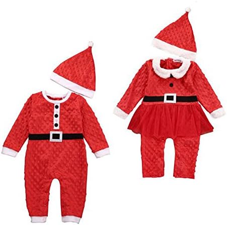 Raptop Christmas Baby Clothes, Infant Baby Girls boys Santa Christmas red Long Sleeve Romper Jumpsuit+hat Outfit Set Costume