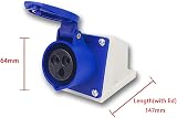 MASO 32A 220V IP44 3 Pin Industrial Site Socket & Waterproof Wall Plug 2P view 2