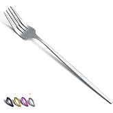 Matt Dinner Forks 6 Piece, Stainless Steel Dessert, Table, Salad Forks - Silverware Set for Home, Kitchen or Restaurant - Dishwasher Safe (Matt Silver-8.4 Inch)