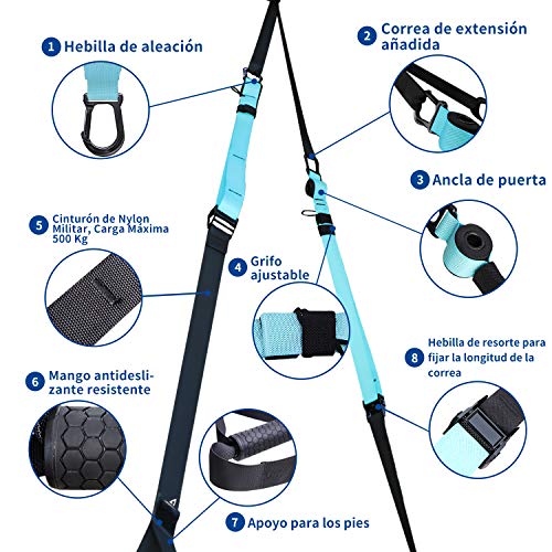 FITOP-Entrenamiento-en-Suspensin-Entrenador-de-Suspensin-de-Fitness-Pro-Ejercicio-para-Fortalecimiento-Resistencia-y-Tonificacin-Muscular-Juego-de-Accesorios-para-Ejercicio-Carga-hasta-500-Kg
