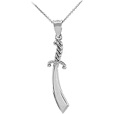 Claddagh Gold Sideways Crosses Polished 925 Sterling Silver Islamic Scimitar Sword Pendant Necklace, 20"