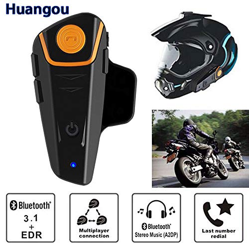 Bluetooth Headset for Motorcycle Helmet, BT-S2 Waterproof Motorbike Intercom up to 3 Riders 1000M Wireless Communication Interphone Supports FM Radio GPS Voice Command Music Hands Free(1 Pack) - Thumbnail 2