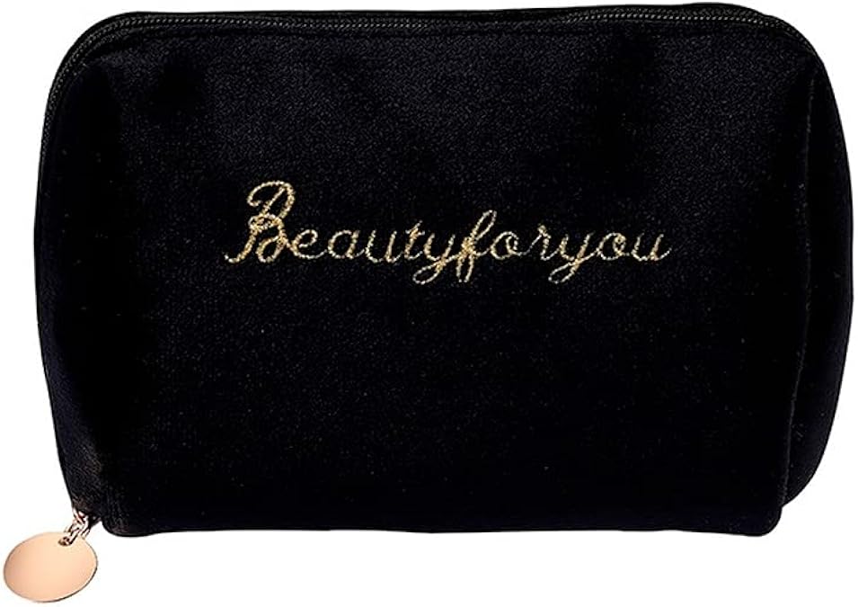 Women's Velvet Zipper Cosmetic Bag Large Travel Makeup Toiletry Bag