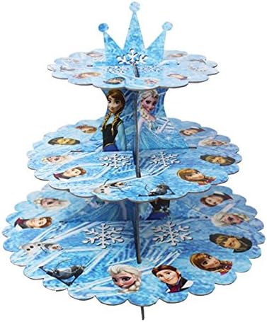 Collapsible 3-Tier Cardboard Party Cupcake Display Stand/ Dessert Stand/ Tea Party Pastry Serving Platter/ Food Display Stand-Gilt Yellow