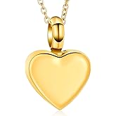 Oinsi Tiny Glass Heart Urn Necklace For Ashes For Women Girls Fashion Stainless Steel Cremation Jewelry Holder Keepskae Memroial Pendant Necklace
