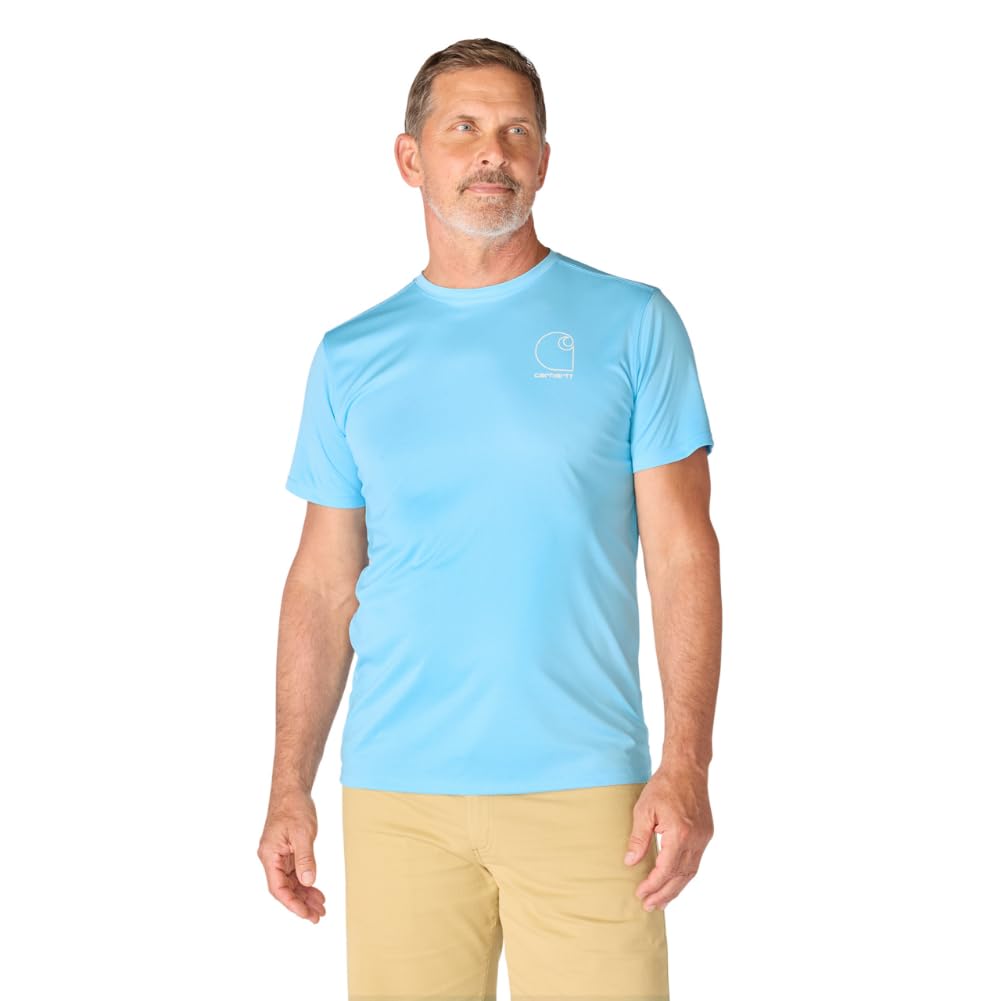 Carhartt Men's Force Sun Defender Lightweight Short-Sleeve Logo Graphic T-Shirt, Blue Gleam Heather, XX-Large Tall Image