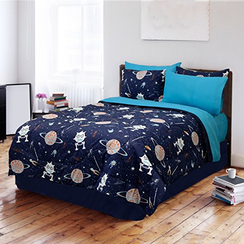 4 Piece Glow In The Dark Galaxy Themed Comforter Set Full Import