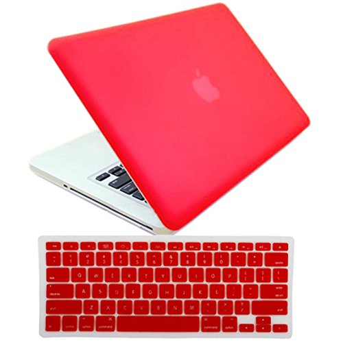 HDE Plastic Hard Case and Keyboard Cover for MacBook Pro 13 (Non Retina) Snap On Protective Hard Shell Red Design Fits Old Macbook Pro 13 Inch Model A1278 with CD Drive (Red)