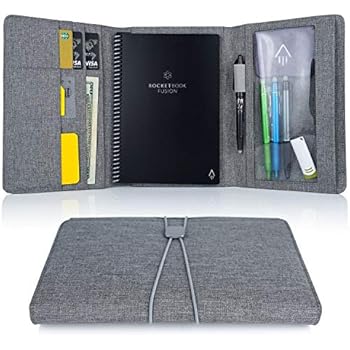 everlast rocketbook organizer executive zipper folio fusion loop waterproof pen gray pocket multi fabric business notebook fits a5 holder inch