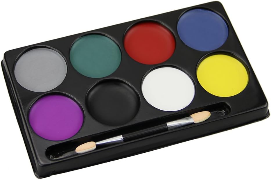 Professional Non Toxic Washable Water Based Kids Adults Face Body Paint Oil Painting Kit 8 Color Halloween Cosplay Makeup Set Birthday/Theme Party Fancy Dress Make up Supplies Art Xmas Gift
