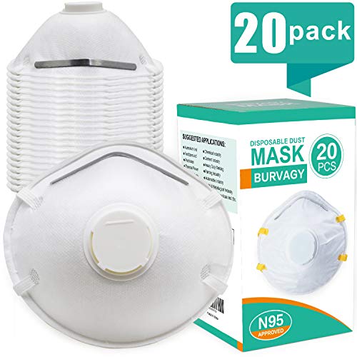 BURVAGY NIOSH Certified-Dust Mask Respirator Face Masks N95 Disposable (20 Pack) - Thumbnail 7