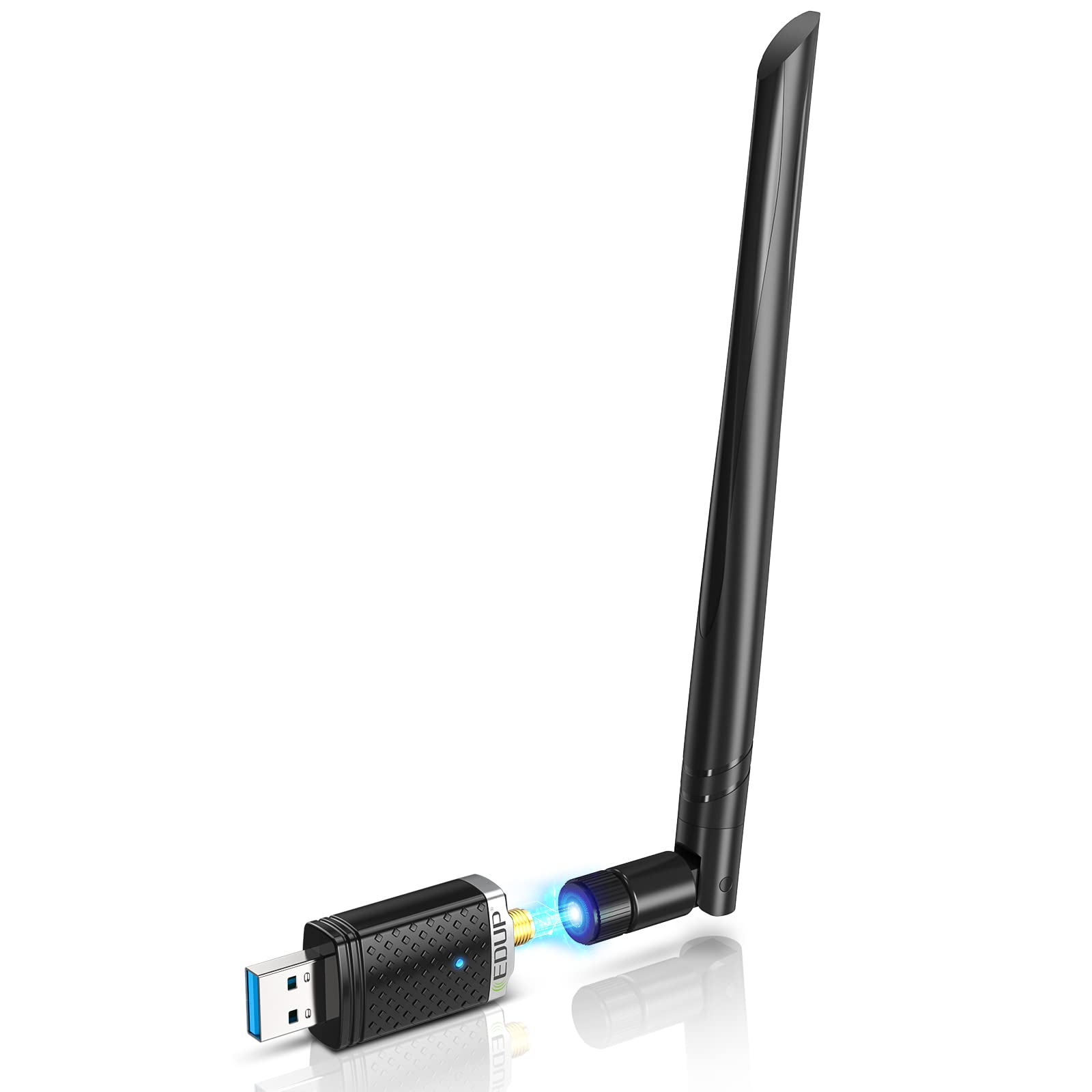 EDUP 1300Mbps USB WiFi Dongle USB 3.0 WiFi Adapter with 5dBi Antenna 802.11ac Dual Band 2.4GHz/5GHz for PC/Desktop/Laptop, Supports Windows 11/10/8.1/8/7/XP/Vista, Mac OS X 10.9-10.15