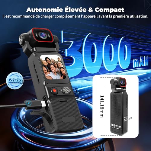 NinjaCam 4K Camera Vlog, Portable POV Camera, Body Cam, Body Cam for Sport, WiFi Mini Sport Camera with Stabilization, Body Cameras for Travel, TF Card 64GB