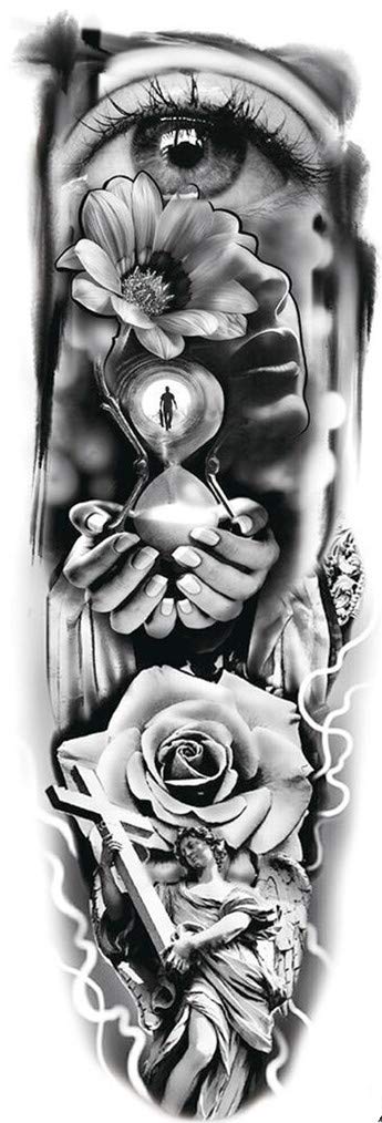 DaLin 4 Sheets Extra Large Temporary Tattoos, Full Arm (TQB103)