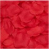 JUYO VONSAN® 2000pcs Red Silk Rose Petals with 2000pcs 6mm Dard Purple Diamond table confetti Bouquet Artificial Flower Wedding Party Aisle Decor Tabl Scatters Confett