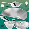 DALSTRONG Stir-Fry Wok - 12" (30,5 cm) - The Oberon Series - 4,5L - 3-Ply Aluminum Core Cookware - Silver - w/Lid & Pot Protector
