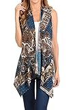 Shamaim Womens Womens Sleeveless Draped Open Front Cardigan