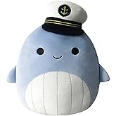 Squishmallows 8-Inch Samir Blue Whale with Sailor Hat - Little Ultrasoft Official Kelly Toy Plush