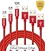 Tecland 3 Pack 3FT 6FT 10FT Lightning Cable Nylon Braided Lightning to USB Charging Cord Charger for iPhone 6s,6, 6plus,6s plus, iPhone 5s 5 5c SE, iPad & iPod(red)