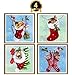 4 Pack 5D Diamond Art Painting Christmas Stockings Cats and Dogs for Adults by Number Kits, Puppies and Kittens Santa Gift Full Drill Paint with Diamonds Craft Home Decor 12x12 inch (30x30 cm)