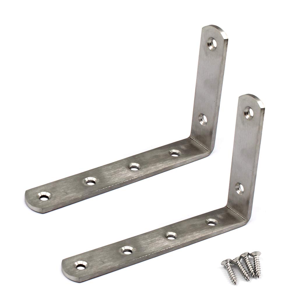 (2 Pieces) 150x100x4mm Angle Connector Corner Brackets (Thickness 4mm) Stainless Steel L Shape Brace Brackets with Screws
