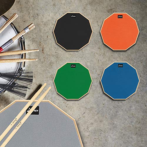 Donner 12 Inches Drum Practice Pad Silent Drum Pad Set Gray 2Sided