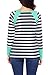 Asvivid Women's Autumn Color Block Long Sleeve Ladies T-Shirt Crewneck Striped Blouse Tops X-Large Green