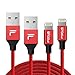 FOCUSPOWER 2PACK (3.3+6.6)FT Lightning Cable Linen Braided Fast Charging Cable 8pin Lightning to USB Cable for iPhone 7/7+/6/6+/6s/6s+/5/5s/5c/SE, iPad and More (Bright Red)