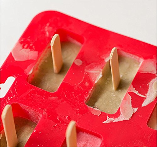 10-Cavity Frozen Ice Cream Pop Mold Silicone Popsicle Maker Lolly Mould with Cover Lid +12 Sticks - Thumbnail 4
