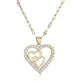LIYAPEI 18K Gold Plated Heart Pendant Necklace for Women with Stainless Steel Chain Jewelry Gift for Her, Mom, Girlfriend