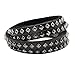 Top Plaza Mens Womens Black Genuine Leather Cuff Bracelet Metal Spike Studded Punk Rock Biker Bracelets Adjustable Bangle Wrap Wristband