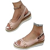 Women's Orthopedic Platform Wedge Sandals with Ankle Strap Summer Dressy 2026 Boho Espadrille Sandals for Beach Travel